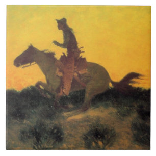 Azulejo De Cerâmica Cavaleiro Contra o Sol (por Remington)