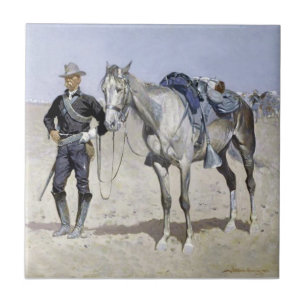 Azulejo De Cerâmica Cavaleiro das Planícies por Frederic Remington