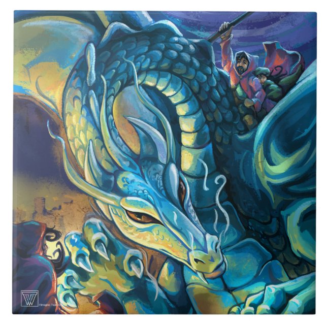 Azulejo De Cerâmica Cavaleiro e feiticeiro do dragão (Frente)