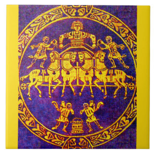 Azulejo De Cerâmica Cavaleiro medieval do século 12 e soldados