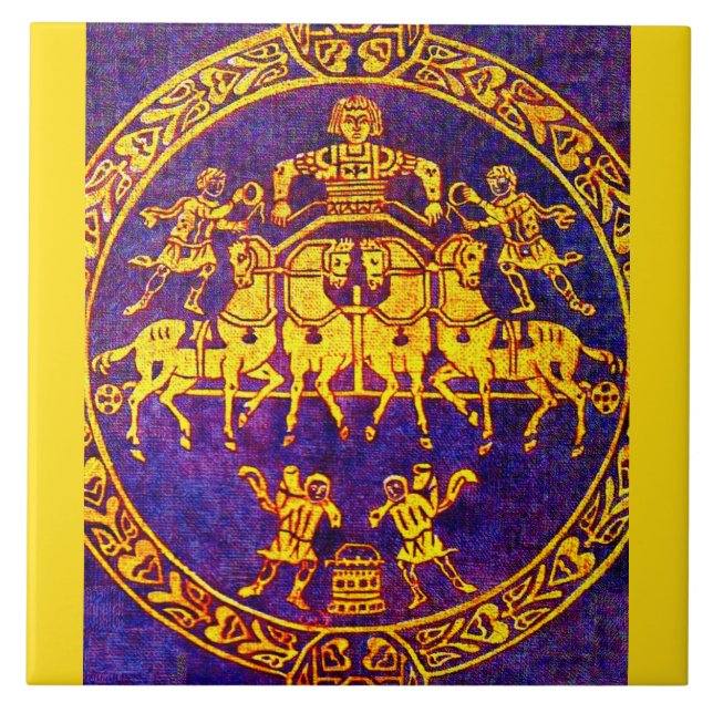 Azulejo De Cerâmica Cavaleiro medieval do século 12 e soldados (Frente)