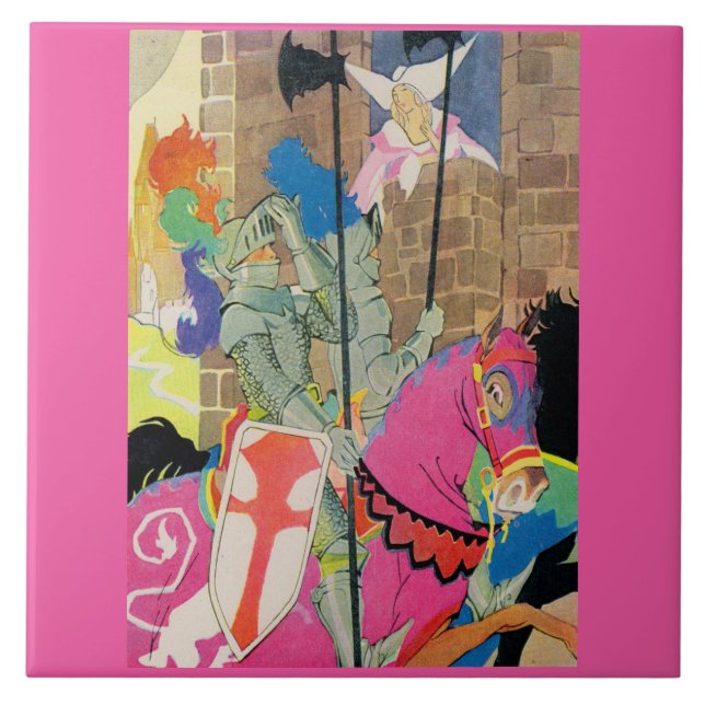 Azulejo De Cerâmica cavaleiro medieval em cavalo (Frente)