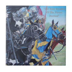 Azulejo De Cerâmica cavaleiros medievais que jousting na arte