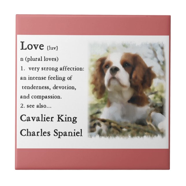 Azulejo De Cerâmica Cavalier King Charles Spaniel Art Love Is (Frente)