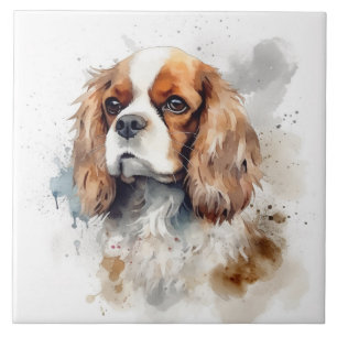 Azulejo De Cerâmica Cavalier King Charles Spaniel Watercolor