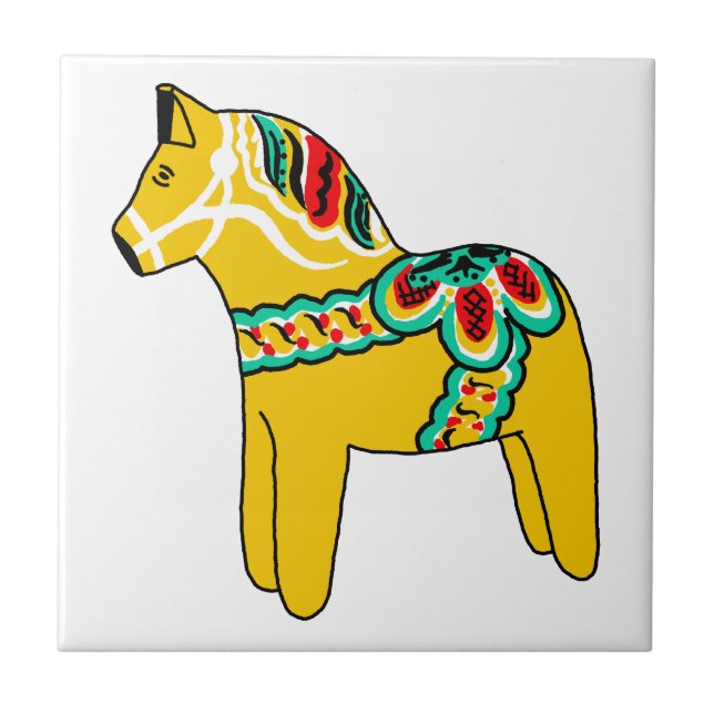 Azulejo De Cerâmica Cavalo amarelo de Dala (Frente)