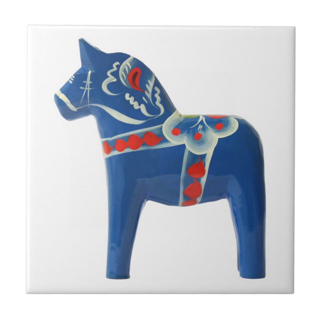 Azulejo De Cerâmica Cavalo azul de Dala do sueco (Frente)
