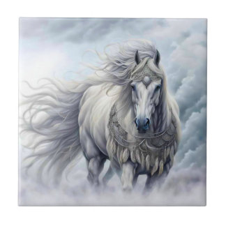 Azulejo De Cerâmica Cavalo Branco Bonito Tribal