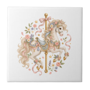 Azulejo De Cerâmica Cavalo de Carrossel Elegante Conto de Fadas Francê