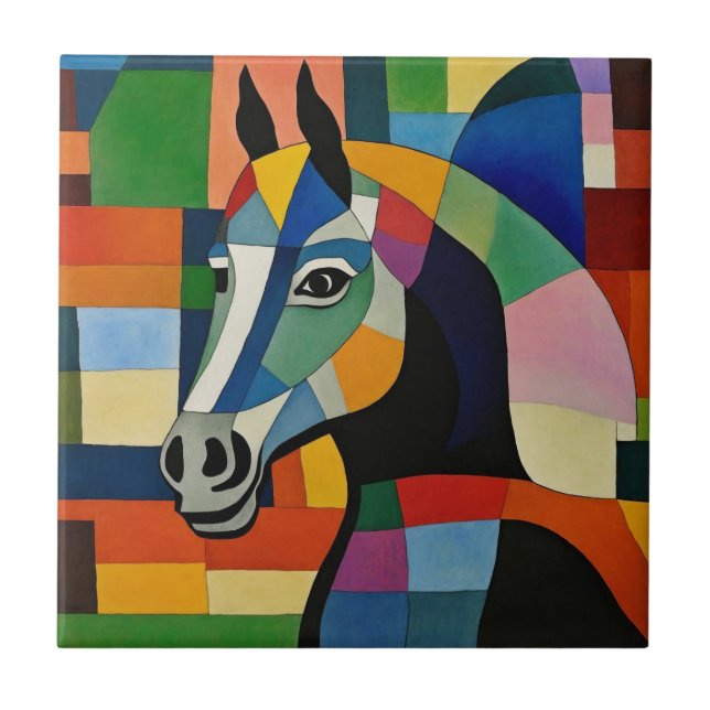Azulejo De Cerâmica Cavalo de Cores (Frente)