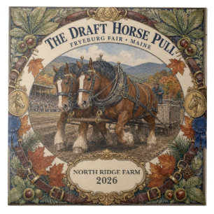 Azulejo De Cerâmica Cavalo de Trato Personalizado Puxa Feira Fryeburg 