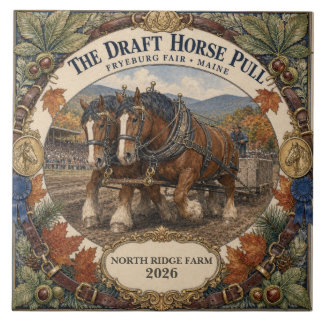 Azulejo De Cerâmica Cavalo de Trato Personalizado Puxa Feira Fryeburg