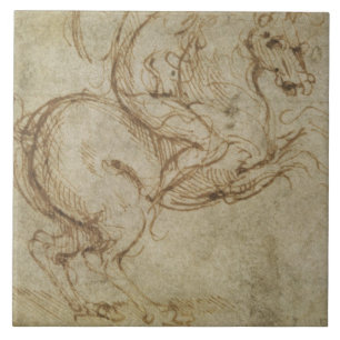 Azulejo De Cerâmica Cavalo e Cavalier (caneta e tinta no papel)