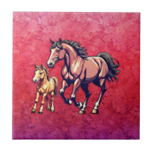 Azulejo De Cerâmica Cavalo e Pé sobre fundo texturizado