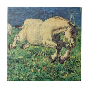 Azulejo De Cerâmica Cavalo Galopando por Giovanni Segantini, Arte Anti
