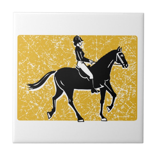 Azulejo De Cerâmica Cavalo Inglês e Cavaleiro (Frente)
