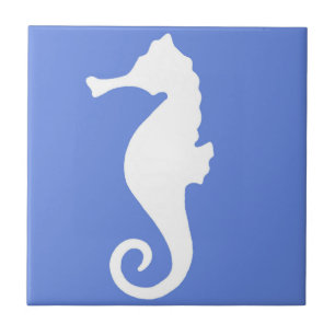 Azulejo De Cerâmica Cavalo marinho azul