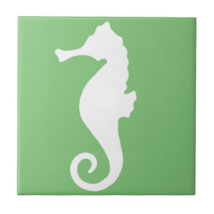 Azulejo De Cerâmica Cavalo marinho verde