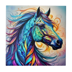 Azulejo De Cerâmica Cavalo multicolorido 22 colorido