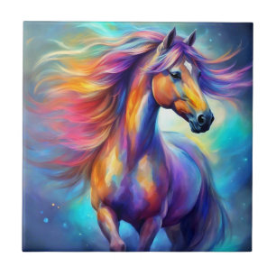 Azulejo De Cerâmica Cavalo Multicolorido Colorido