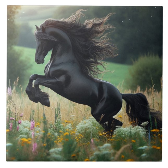 Azulejo De Cerâmica Cavalo Preto (Frente)