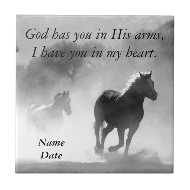 Azulejo De Cerâmica Cavalo que galopa fora da névoa (Frente)