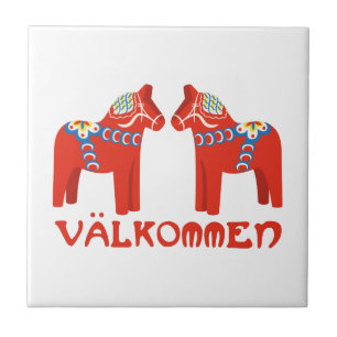 Azulejo De Cerâmica Cavalo Sueco Valkommen