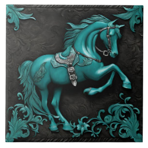 Azulejo De Cerâmica Cavalo Turquesa Russo do País Ocidental