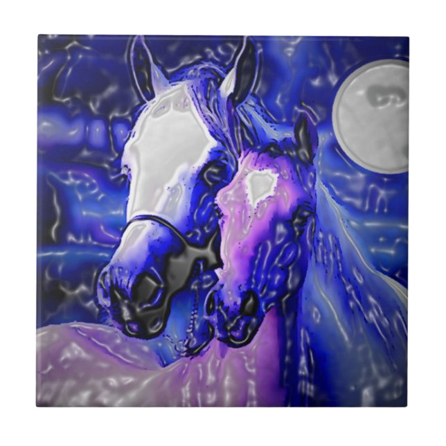 Azulejo De Cerâmica Cavalos apaixonados (Frente)