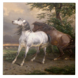 Azulejo De Cerâmica Cavalos Assustados pela Tempestade (por Carle Vern