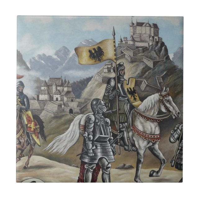 Azulejo De Cerâmica Cavalos Cavalos da Idade Medieval, Partido dos Leõ (Frente)