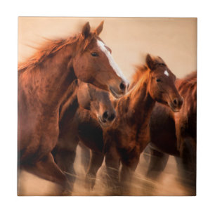 Azulejo De Cerâmica Cavalos correndo, borrão e crinas voando