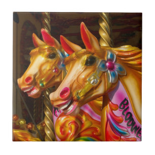 Azulejo De Cerâmica Cavalos de feliz-volta