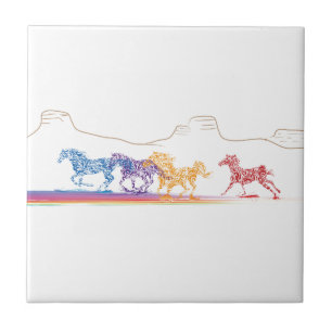 Azulejo De Cerâmica Cavalos pintados no deserto pintado