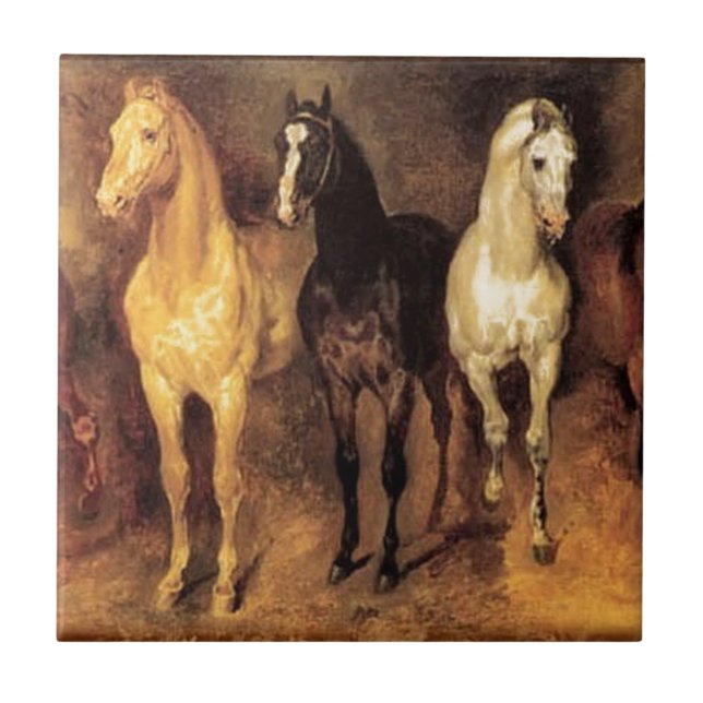 Azulejo De Cerâmica Cavalos Vintage (Frente)