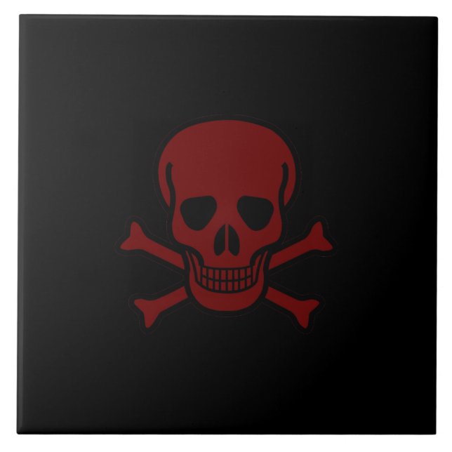 Azulejo De Cerâmica Caveira e Ossos (Frente)