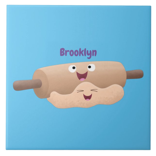 Azulejo De Cerâmica Cavilha rolante e cartoon para pastelaria (Frente)