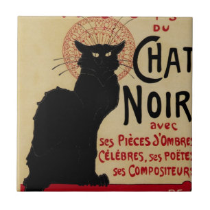 Azulejo De Cerâmica Ce Soir Chat Noir Black Cat, Vintage Art Nouveau