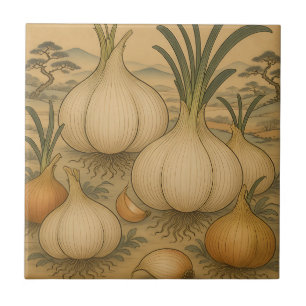 Azulejo De Cerâmica Cebola Botânica Vintage