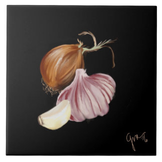 Azulejo De Cerâmica Cebola roxa e alho