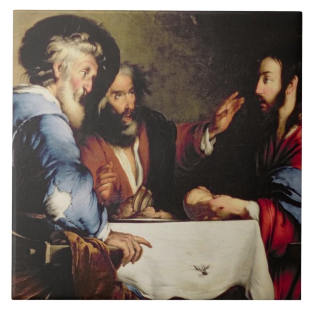 Azulejo De Cerâmica Ceia em Emmaus (Frente)