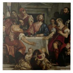 Azulejo De Cerâmica Ceia em Emmaus (óleo em canvas)
