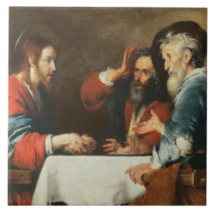 Azulejo De Cerâmica Ceia em Emmaus (óleo em canvas) 2