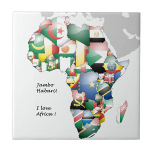 Azulejo De Cerâmica Celebração de África em Flags Design