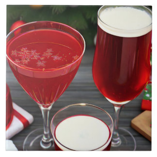 Azulejo De Cerâmica Celebração de Bebidas Vermelhas de Cereja