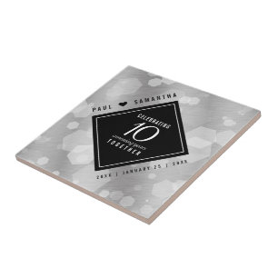 Azulejo De Cerâmica Celebração do Aniversário de Casamento de 10 Tin