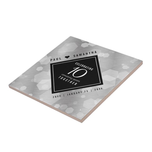 Azulejo De Cerâmica Celebração do Aniversário de Casamento de 10 Tin (Lateral)