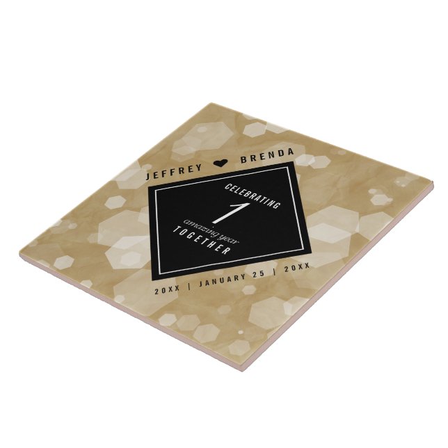 Azulejo De Cerâmica Celebração do Aniversário de Casamento de Papéis E (Lateral)