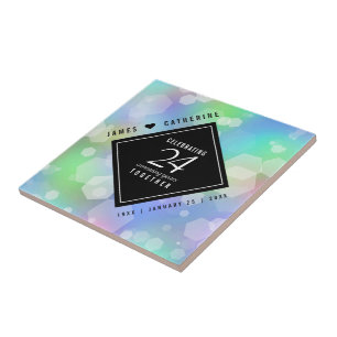 Azulejo De Cerâmica Celebração do Aniversário de Casamento Opal 24