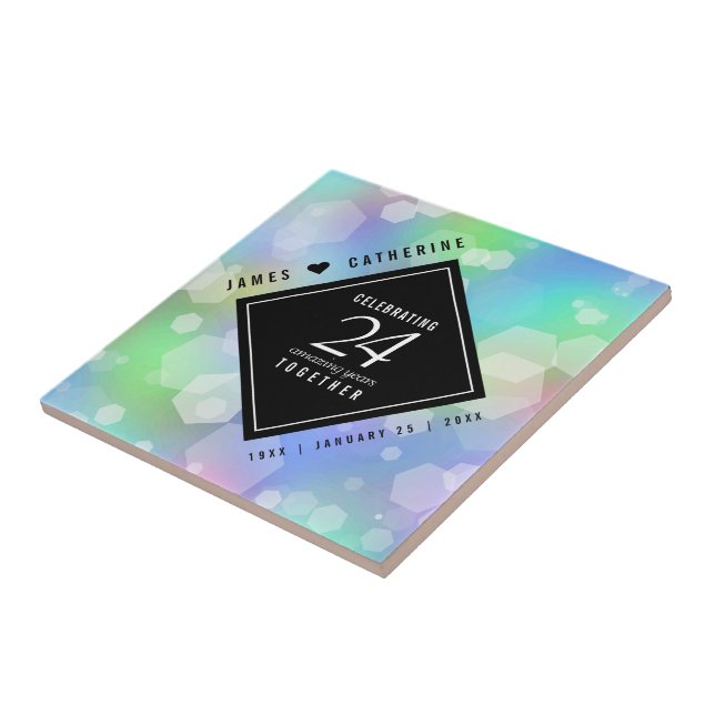 Azulejo De Cerâmica Celebração do Aniversário de Casamento Opal 24 (Lateral)